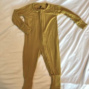 Mustard Yellow Bamboo Foldover Footie